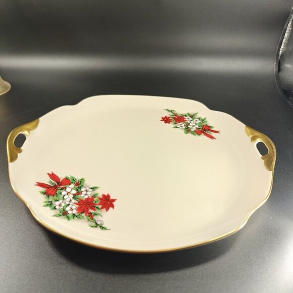 Pickard China Hand Decorated Poinsettia Plate Platter Porcelain USA Holiday VTG - Picture 12 of 16
